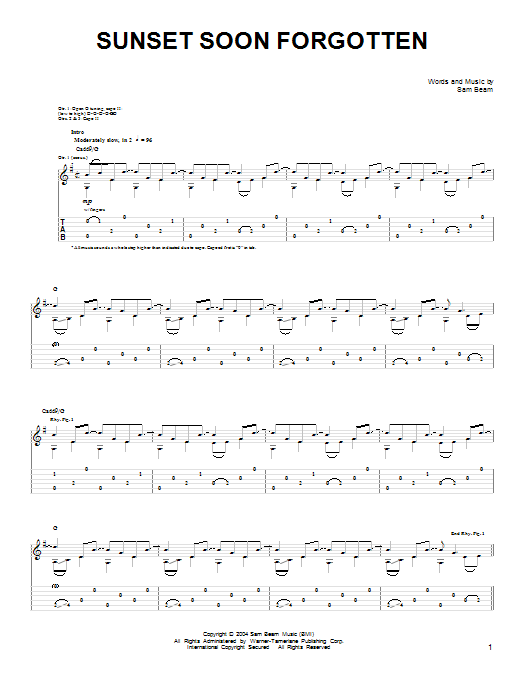 Iron & Wine Sunset Soon Forgotten sheet music notes and chords. Download Printable PDF.