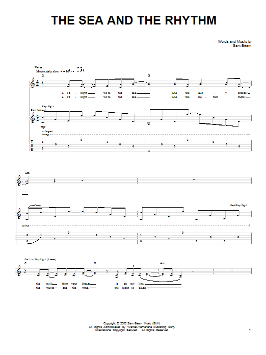 Iron & Wine The Sea And The Rhythm sheet music notes and chords. Download Printable PDF.