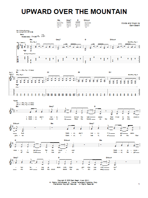 Iron & Wine Upward Over The Mountain sheet music notes and chords. Download Printable PDF.