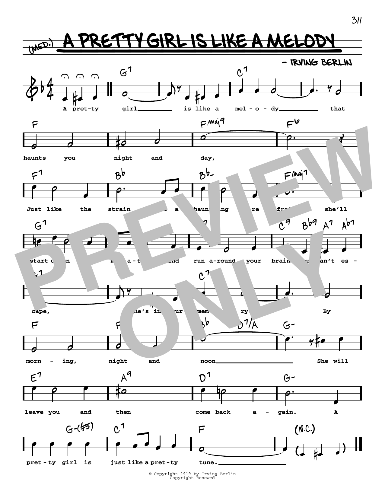 Learn to play Irving Berlin A Pretty Girl Is Like A Melody (High Voice) sheet music for Real Book – Melody, Lyrics & Chords in minutes. Price: 5.9900$ Irving Berlin A Pretty Girl Is Like A Melody (High Voice) sheet music notes and chords arranged for Real Book – Melody, Lyrics & Chords