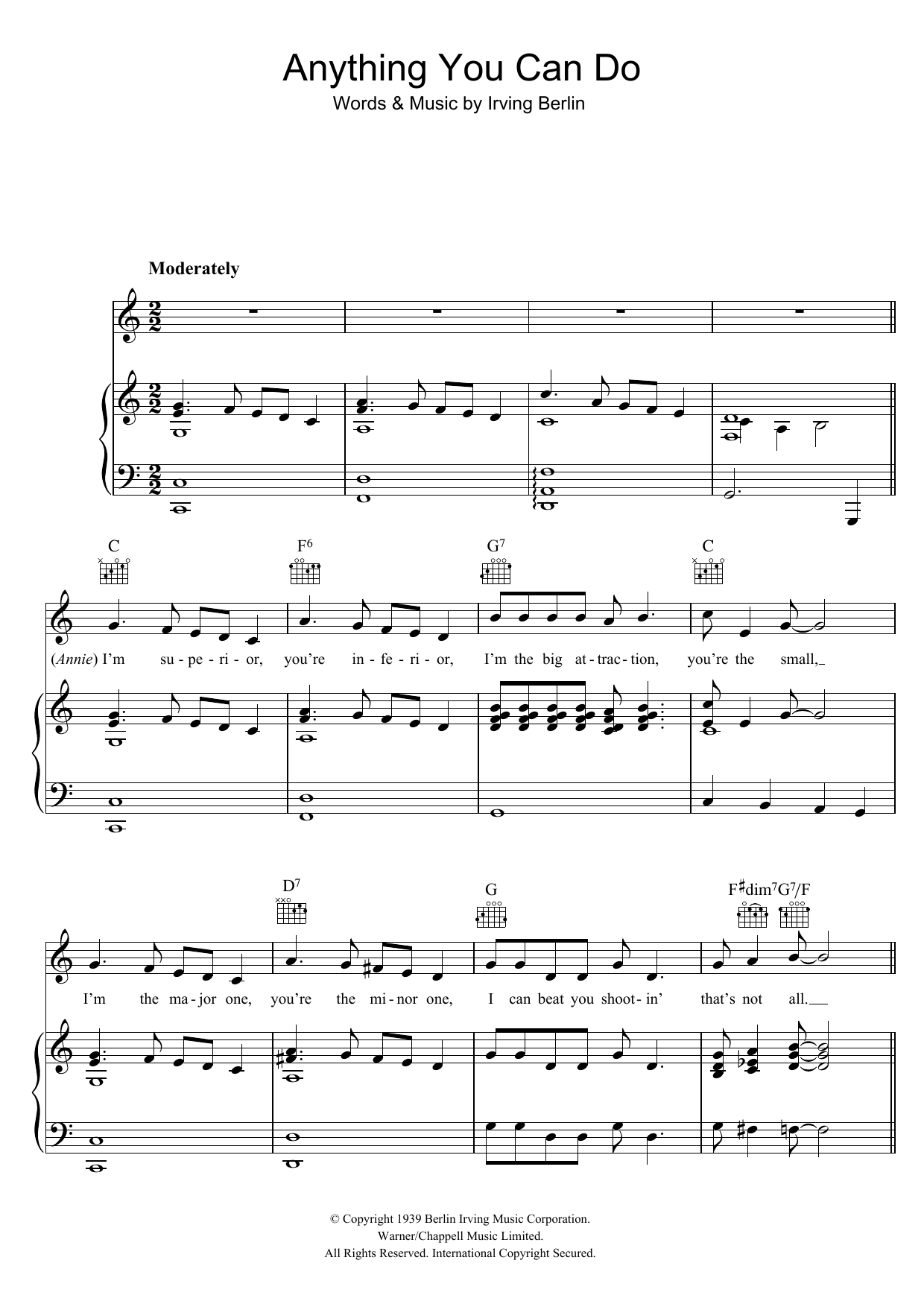 Irving Berlin Anything You Can Do sheet music notes and chords. Download Printable PDF.