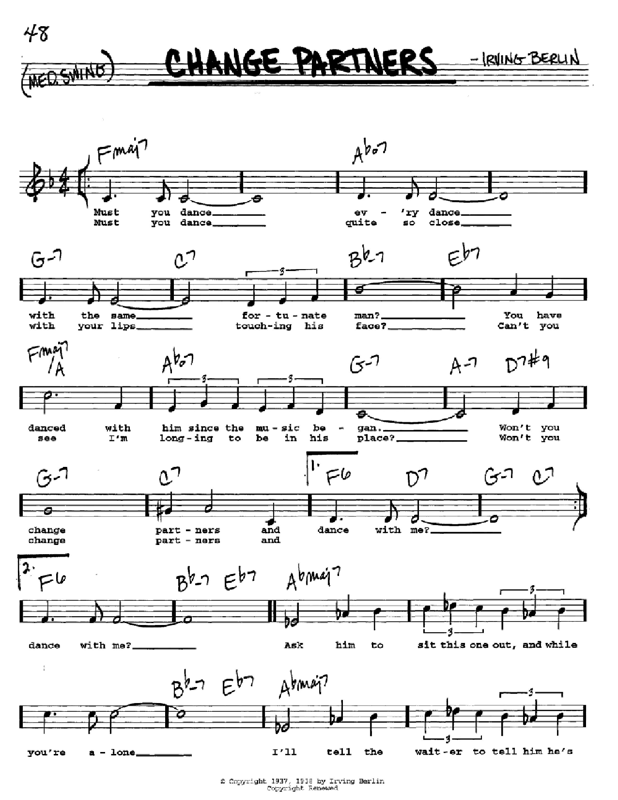 Irving Berlin Change Partners sheet music notes and chords. Download Printable PDF.