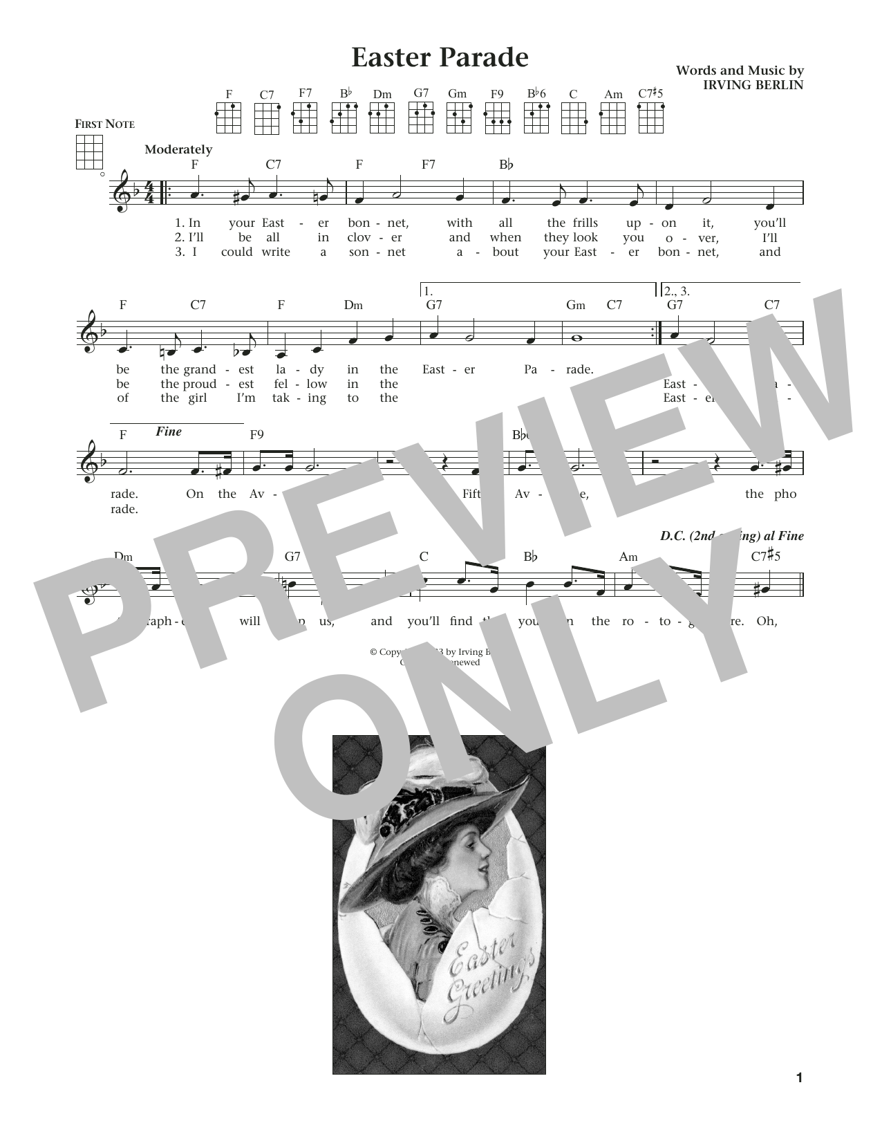 Learn to play Irving Berlin Easter Parade (from The Daily Ukulele) (arr. Liz and Jim Beloff) sheet music for Ukulele in minutes. Price: 5.9900$ Irving Berlin Easter Parade (from The Daily Ukulele) (arr. Liz and Jim Beloff) sheet music notes and chords arranged for Ukulele