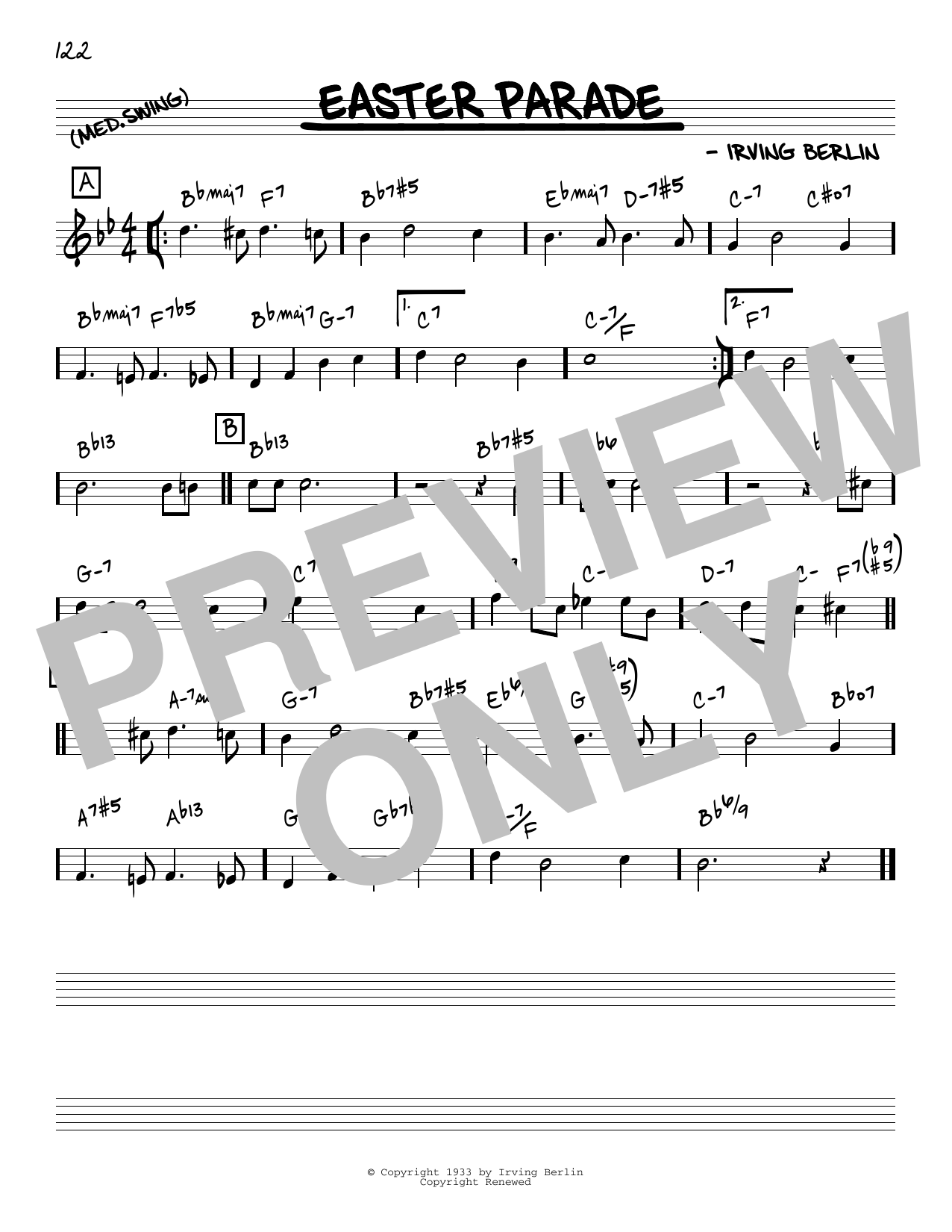 Irving Berlin Easter Parade [Reharmonized version] (arr. Jack Grassel) sheet music notes and chords arranged for Real Book – Melody & Chords