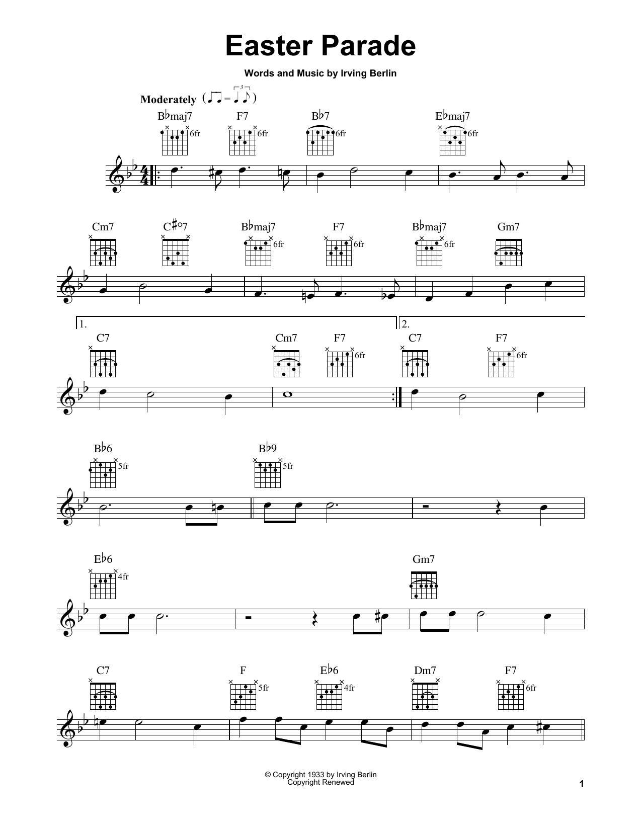 Irving Berlin Easter Parade sheet music notes and chords. Download Printable PDF.