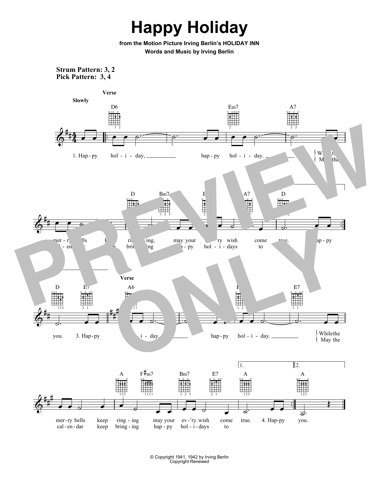 Irving Berlin Happy Holiday sheet music notes and chords. Download Printable PDF.