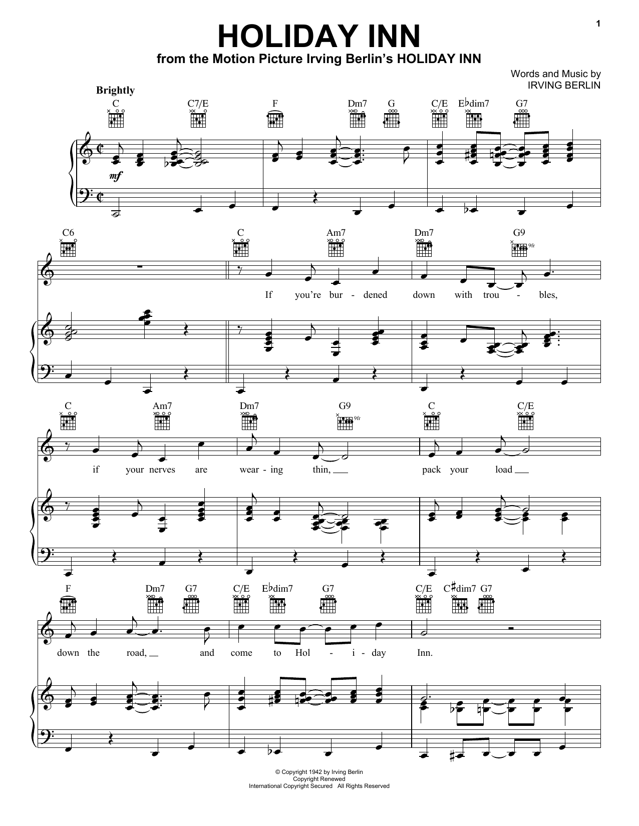 Irving Berlin Holiday Inn sheet music notes and chords. Download Printable PDF.