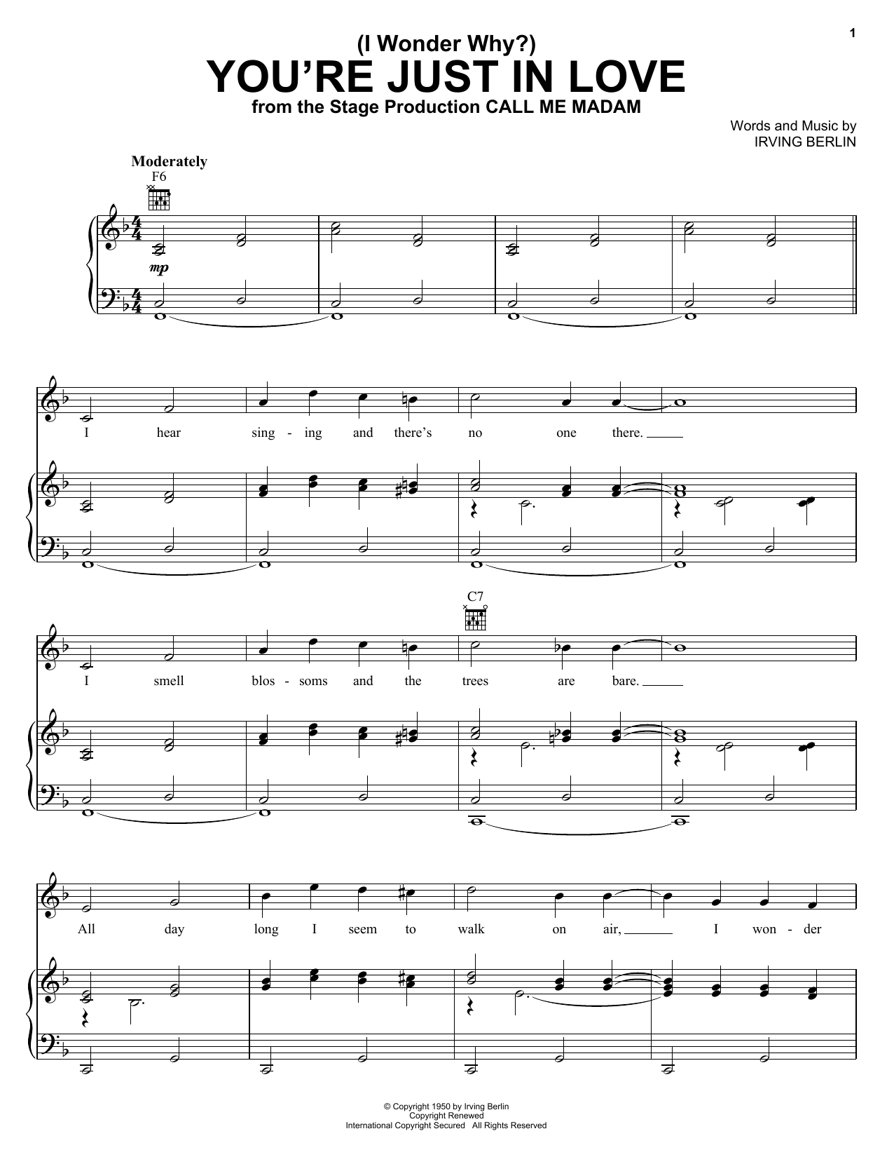 Irving Berlin (I Wonder Why?) You're Just In Love sheet music notes and chords. Download Printable PDF.