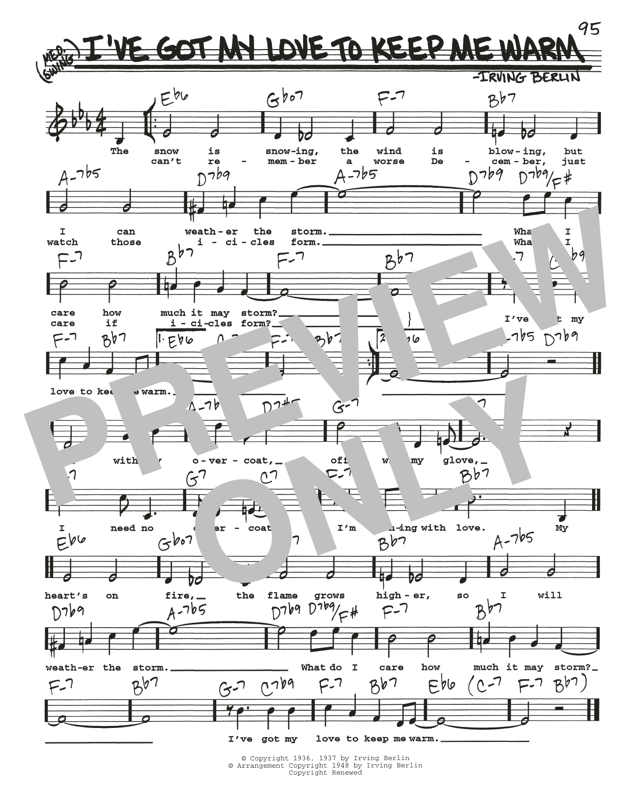 Irving Berlin I've Got My Love To Keep Me Warm sheet music notes and chords. Download Printable PDF.