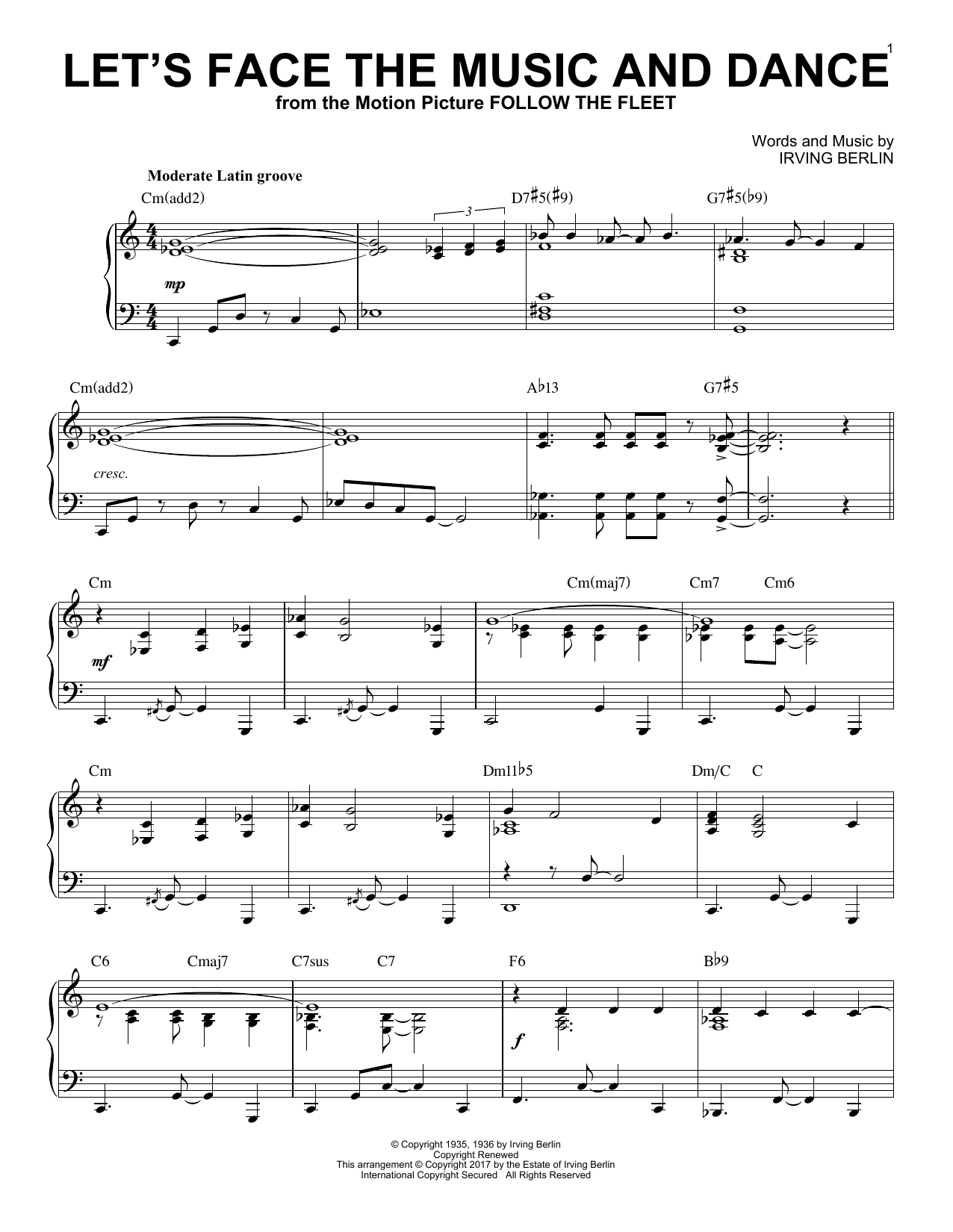 Irving Berlin Let's Face The Music And Dance [Jazz version] sheet music notes and chords. Download Printable PDF.