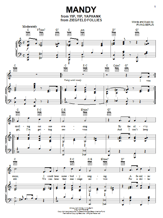 Irving Berlin Mandy sheet music notes and chords. Download Printable PDF.