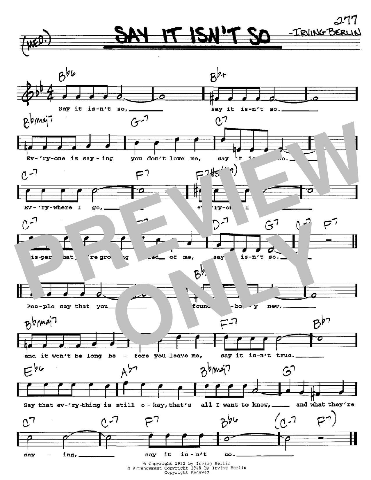 Irving Berlin Say It Isn't So sheet music notes and chords. Download Printable PDF.