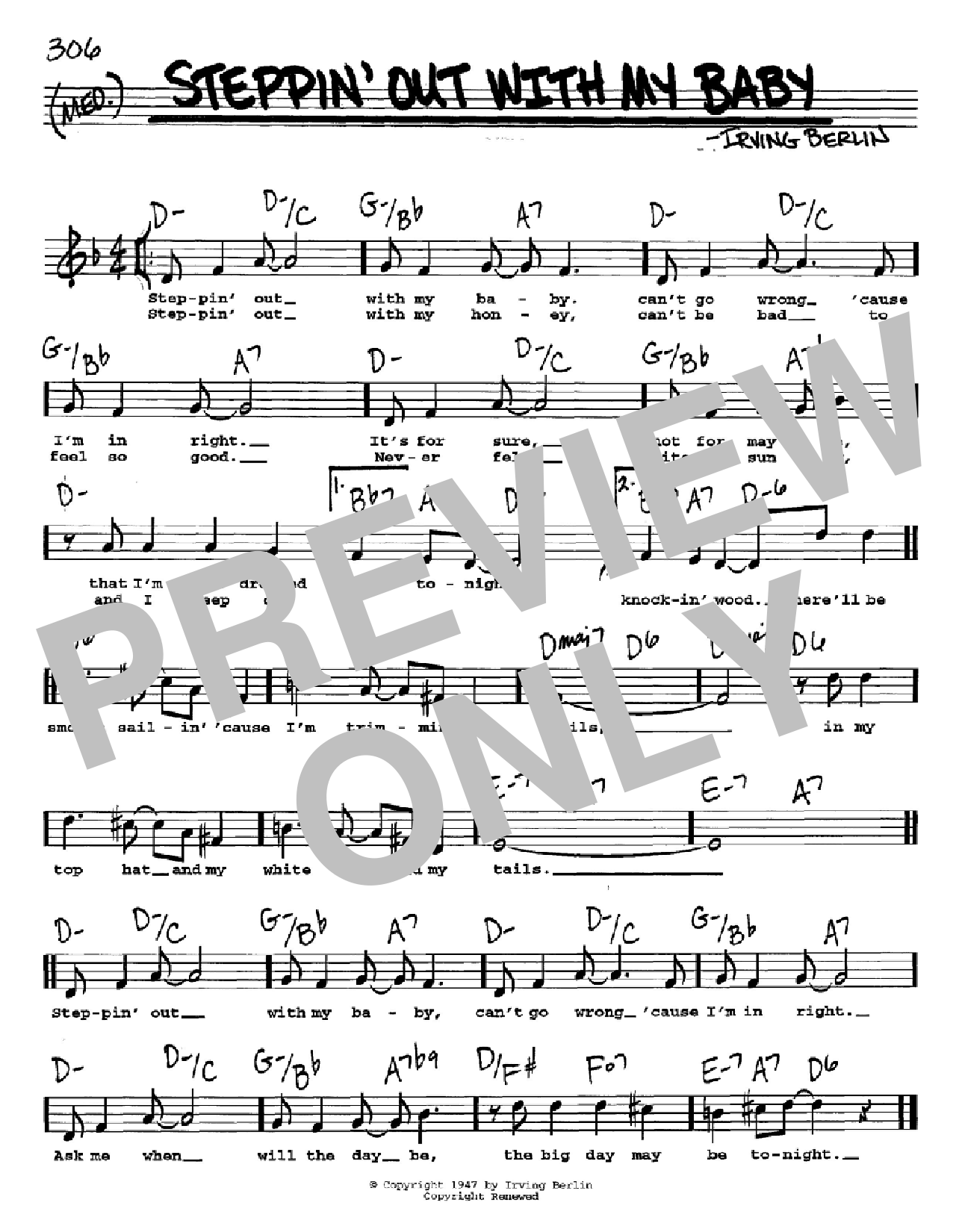 Irving Berlin Steppin' Out With My Baby sheet music notes and chords arranged for Piano Solo