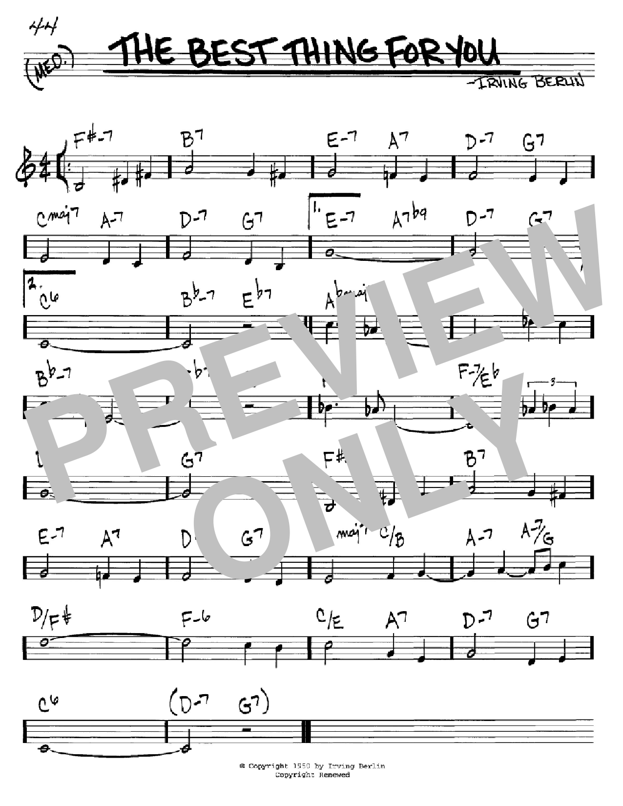 Irving Berlin The Best Thing For You sheet music notes and chords. Download Printable PDF.