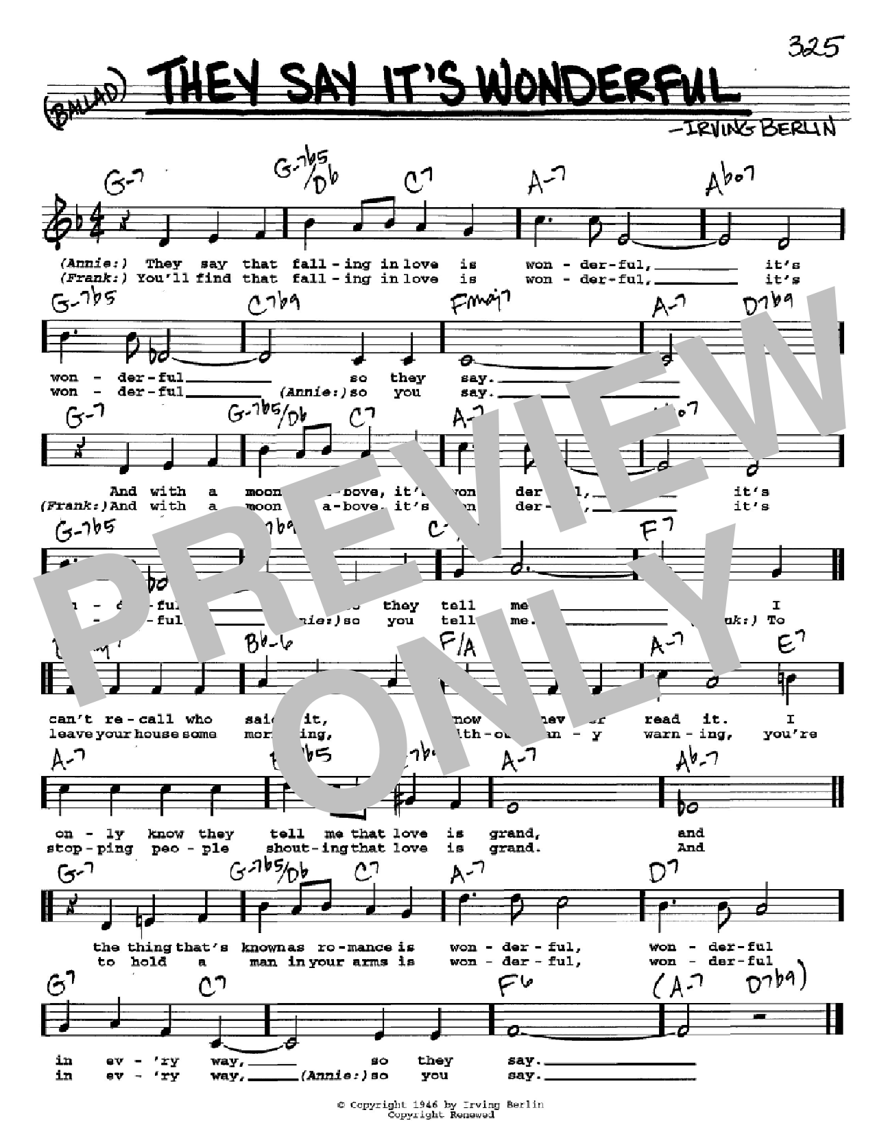 Irving Berlin They Say It's Wonderful sheet music notes and chords. Download Printable PDF.