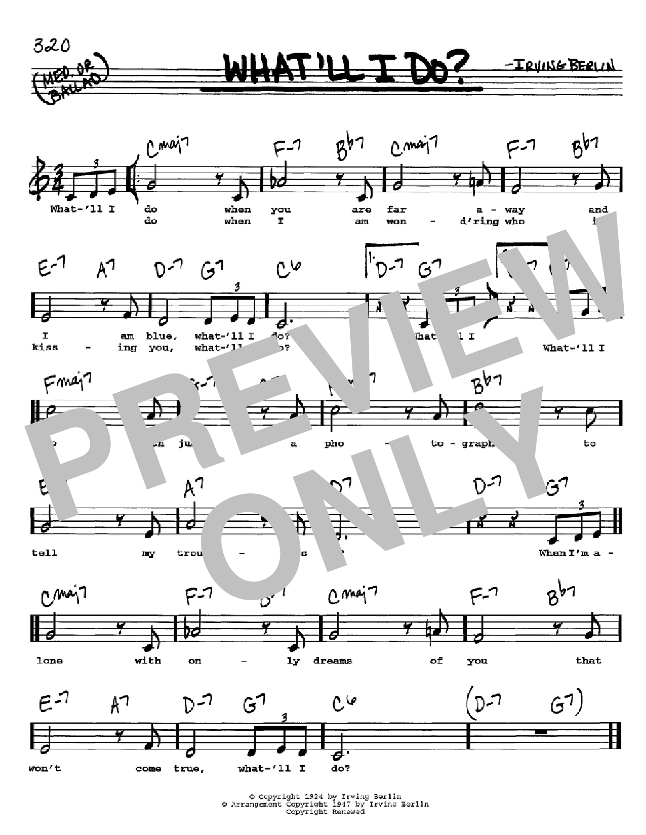 Irving Berlin What'll I Do sheet music notes and chords. Download Printable PDF.