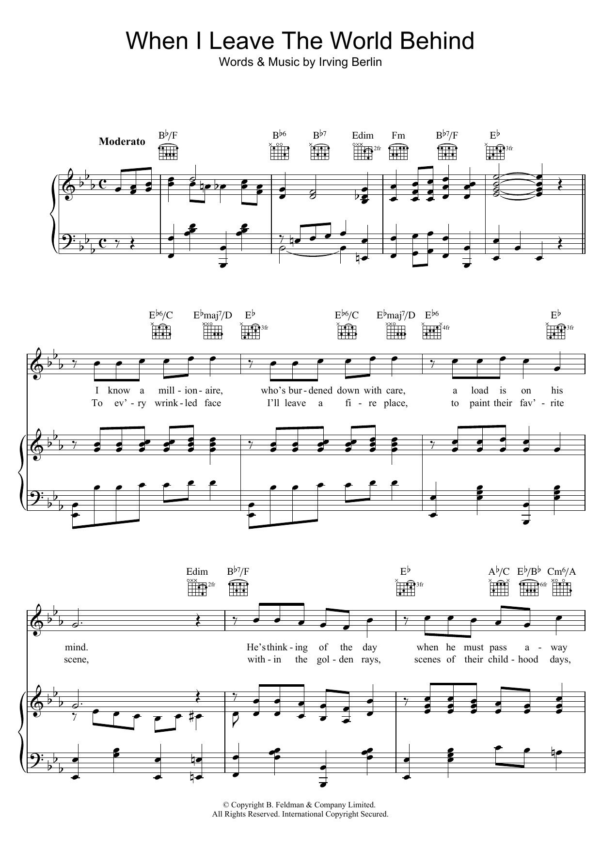 Irving Berlin When I Leave The World Behind sheet music notes and chords arranged for Piano, Vocal & Guitar Chords