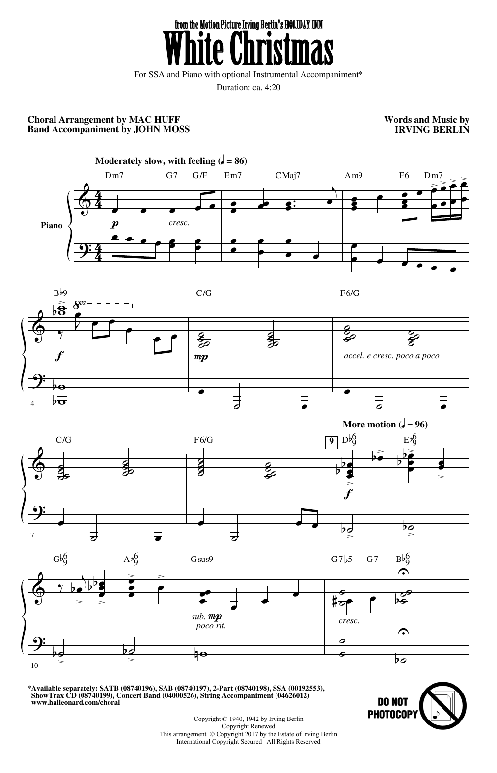 Irving Berlin White Christmas (arr. Mac Huff) sheet music notes and chords. Download Printable PDF.