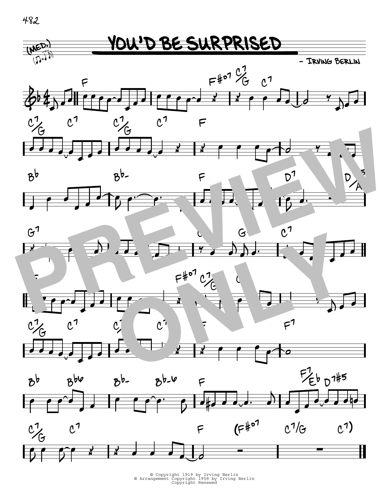 Learn to play Irving Berlin You'd Be Surprised sheet music for Real Book – Melody & Chords in minutes. Price: 5.9900$ Irving Berlin You'd Be Surprised sheet music notes and chords arranged for Real Book – Melody & Chords