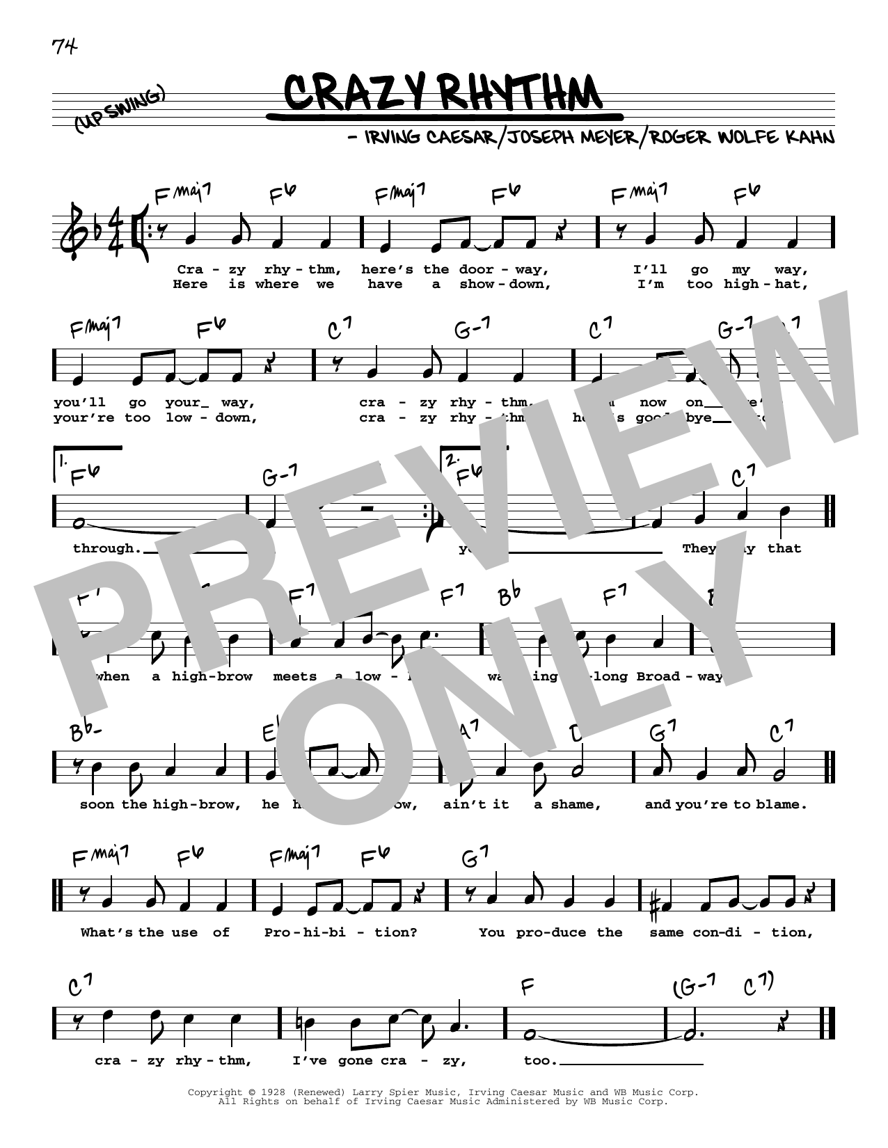 Irving Caesar Crazy Rhythm (High Voice) sheet music notes and chords. Download Printable PDF.