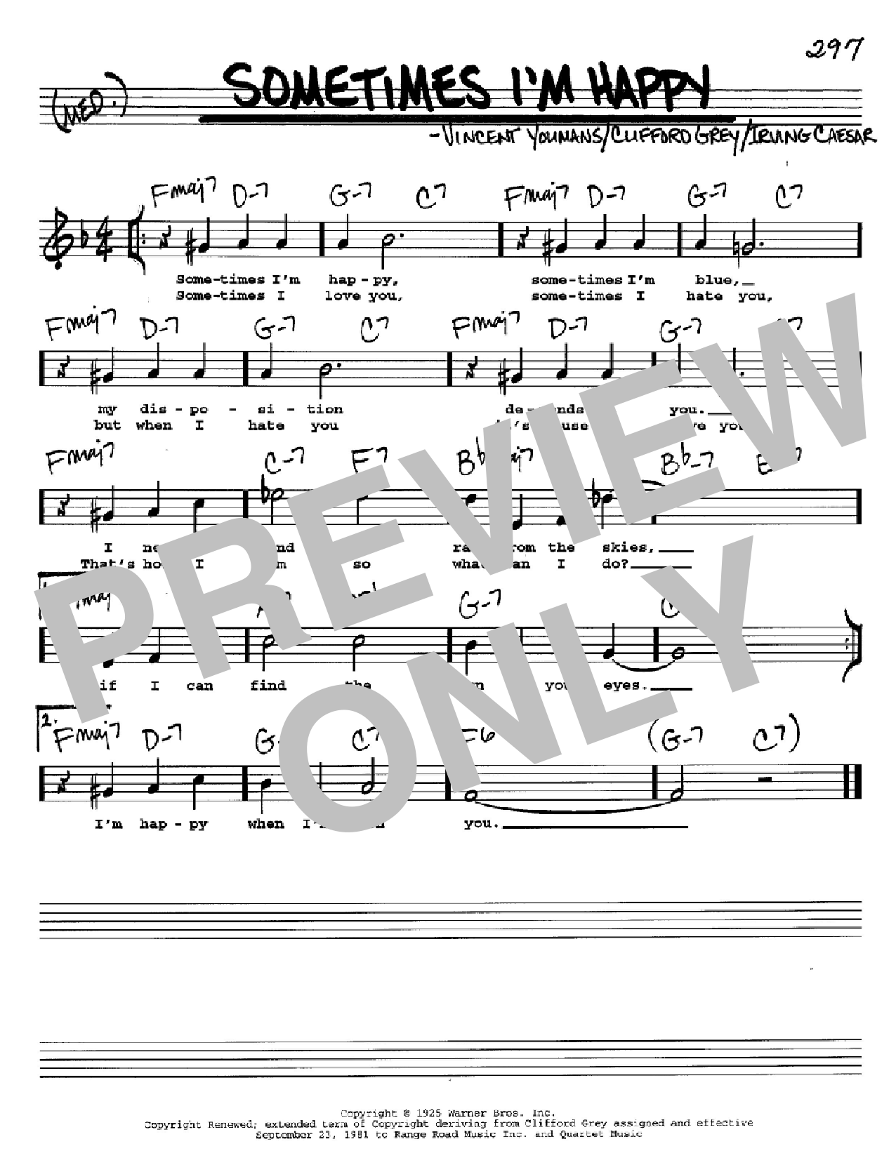 Irving Caesar Sometimes I'm Happy sheet music notes and chords. Download Printable PDF.