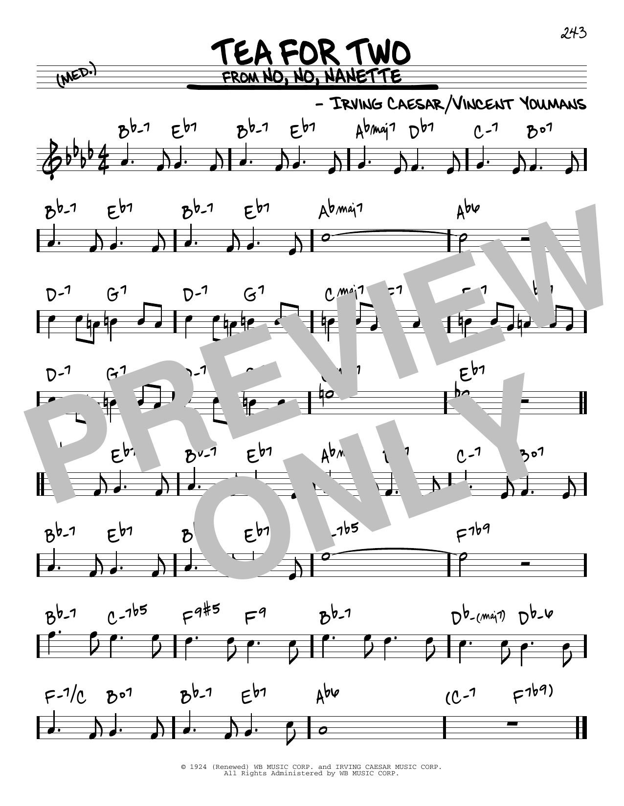 Irving Caesar Tea For Two sheet music notes and chords. Download Printable PDF.