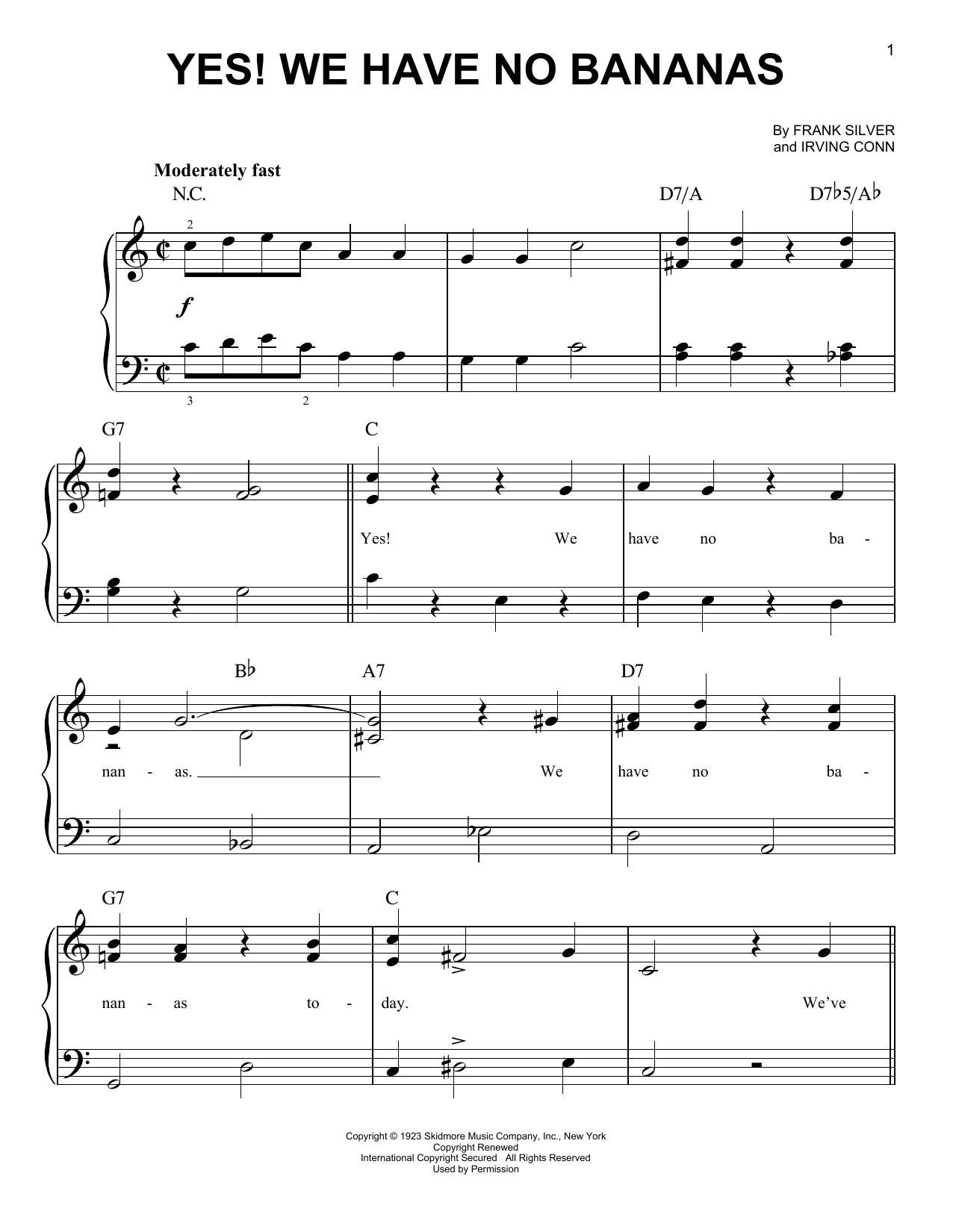 Irving Conn Yes! We Have No Bananas sheet music notes and chords. Download Printable PDF.