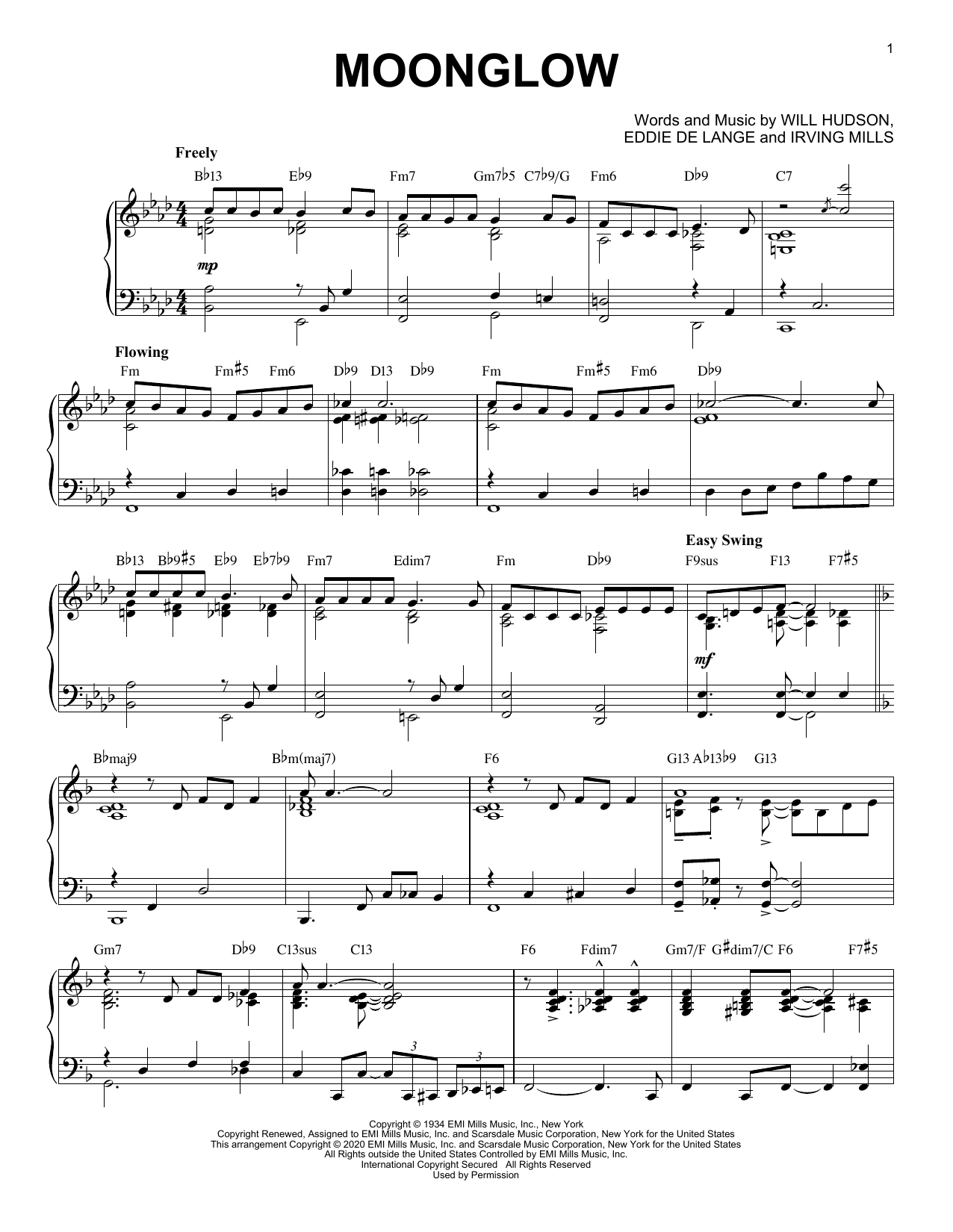 Irving Mills Moonglow [Jazz version] (arr. Brent Edstrom) sheet music notes and chords. Download Printable PDF.