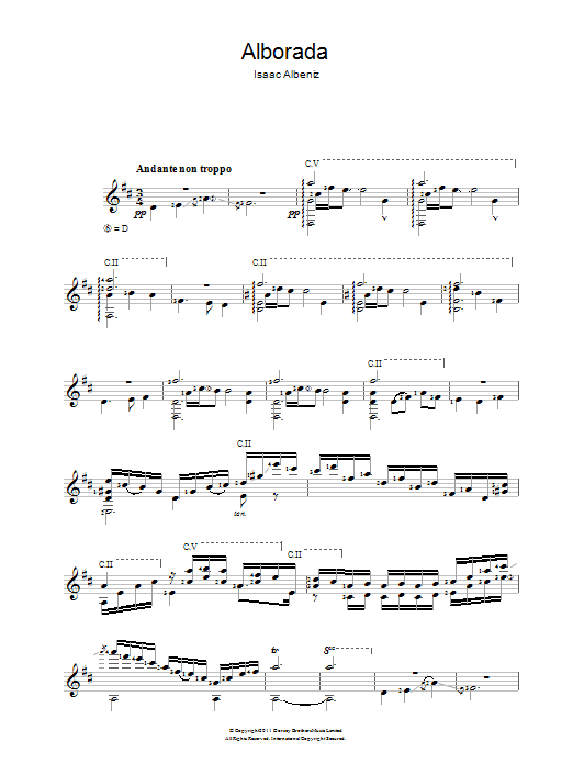 Isaac Albeniz Alborada sheet music notes and chords. Download Printable PDF.