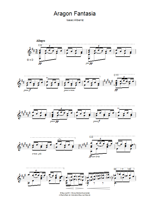 Isaac Albeniz Aragon Fantasia sheet music notes and chords. Download Printable PDF.