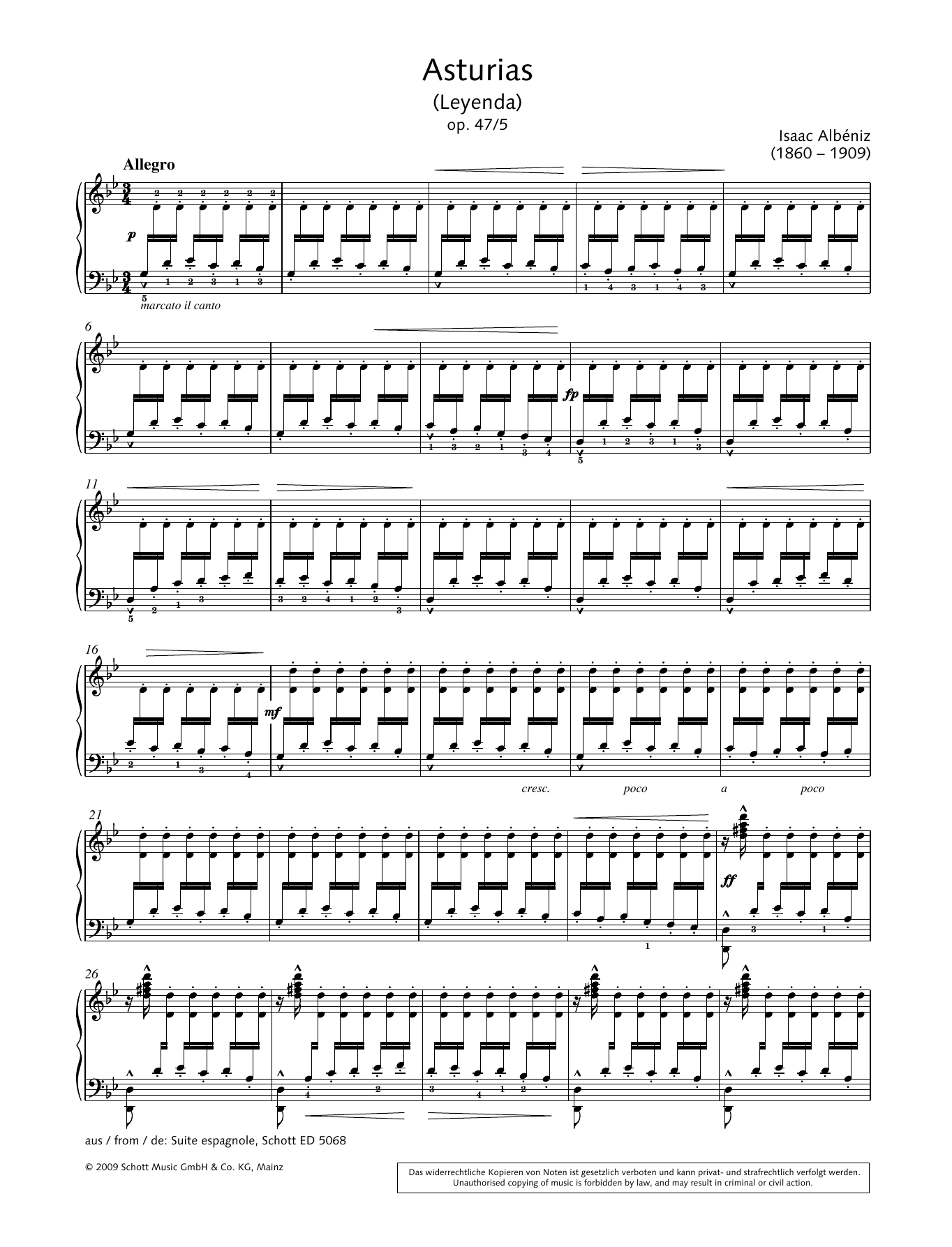 Isaac Albéniz Asturias sheet music notes and chords arranged for Solo Guitar