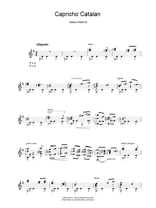 Isaac Albeniz Capricho Catalan sheet music notes and chords. Download Printable PDF.