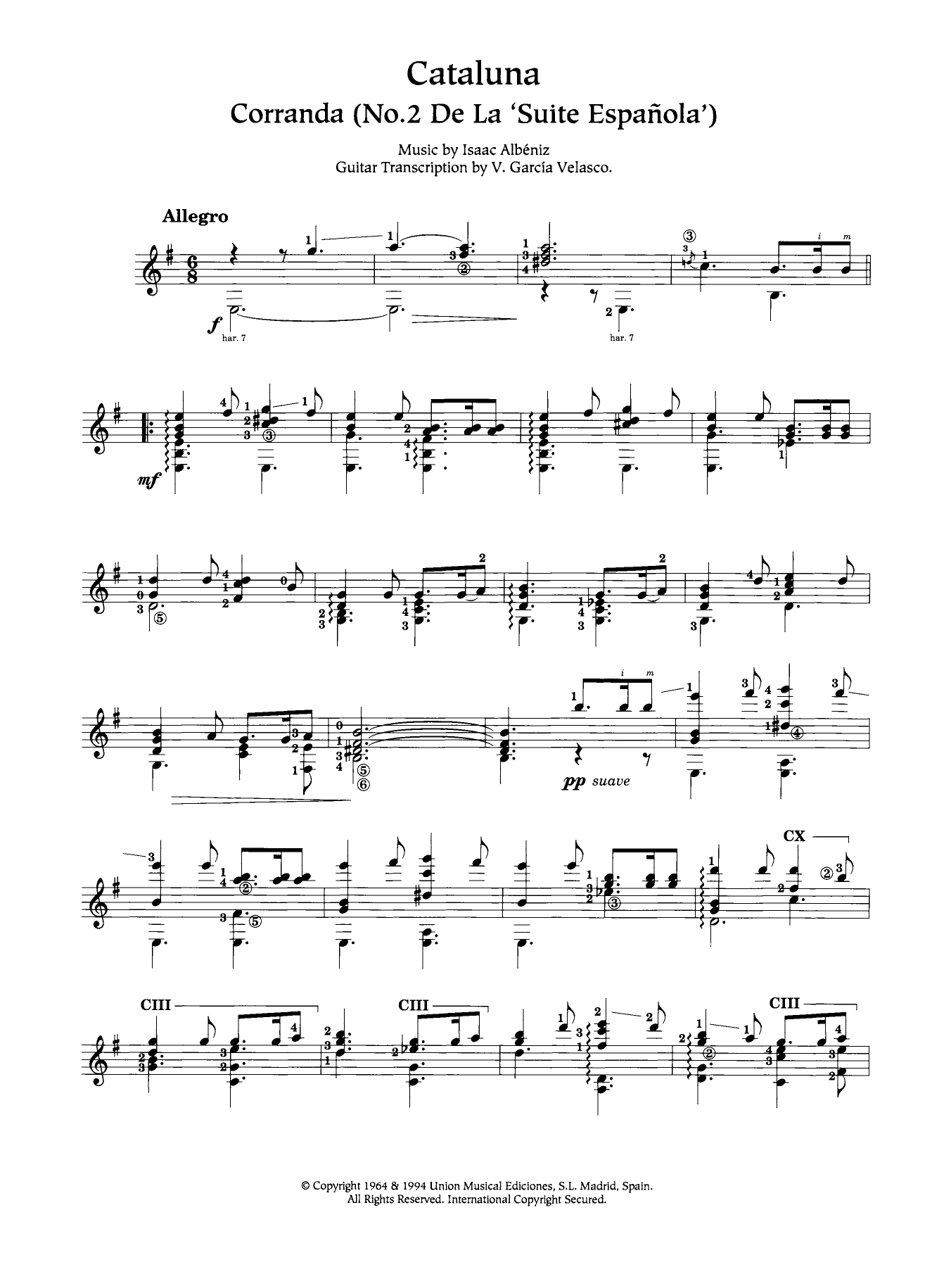 Isaac Albeniz Cataluna sheet music notes and chords. Download Printable PDF.