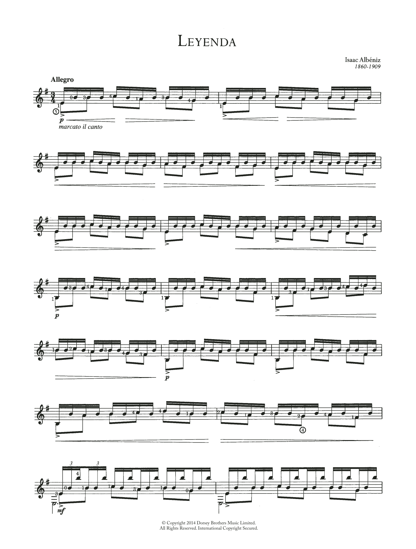 Isaac Albeniz Leyenda (Asturias) sheet music notes and chords. Download Printable PDF.