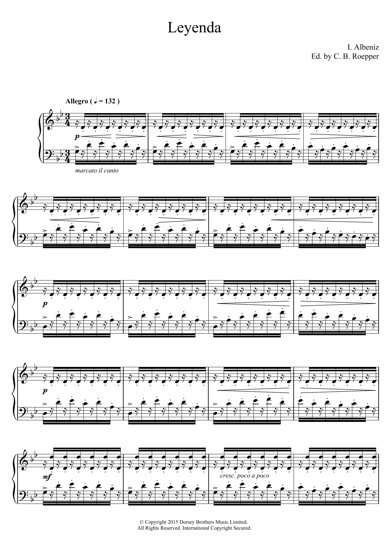 Isaac Albéniz Leyenda sheet music notes and chords. Download Printable PDF.