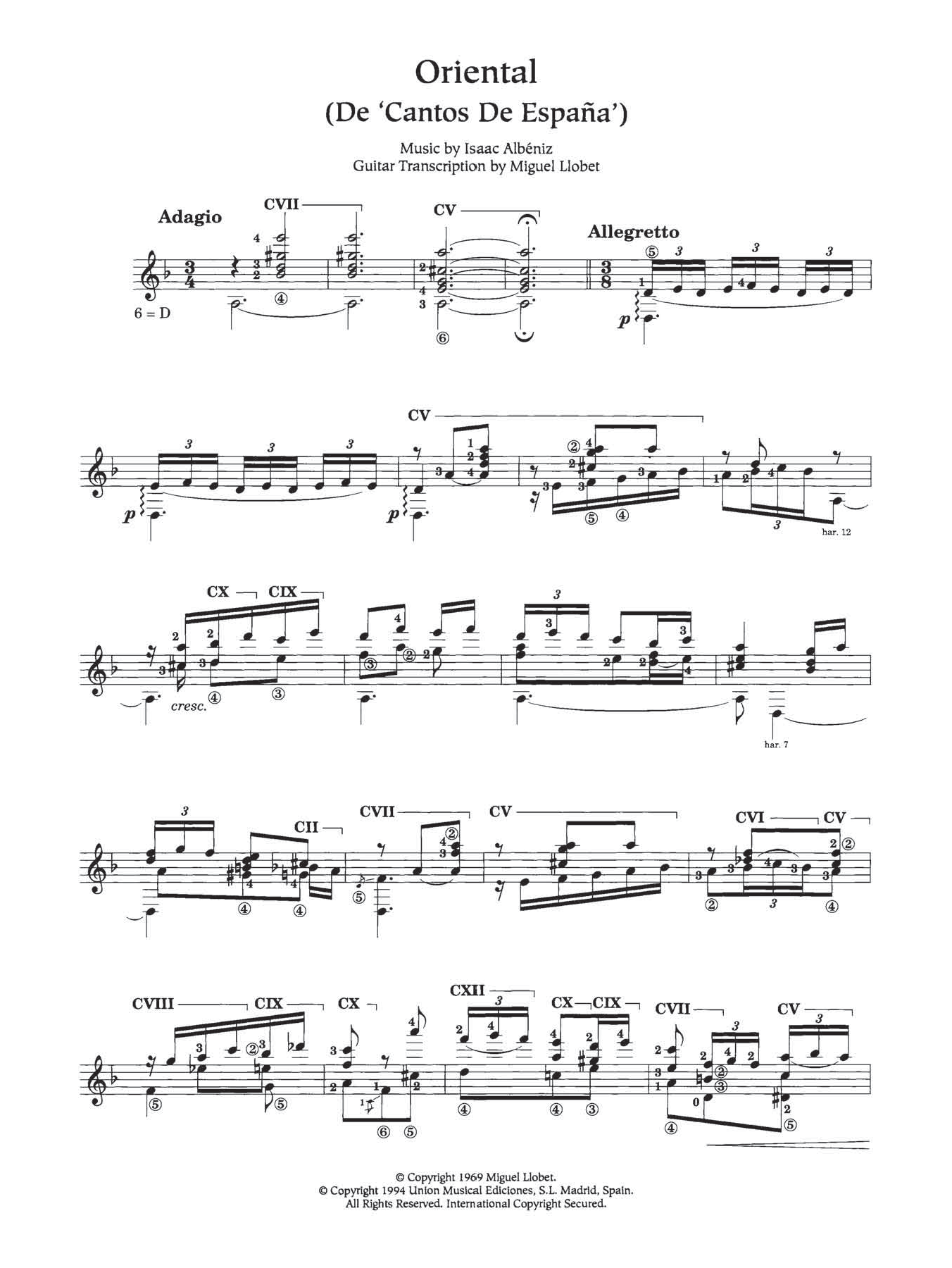 Isaac Albeniz Oriental sheet music notes and chords. Download Printable PDF.