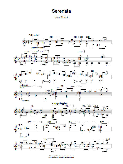 Isaac Albeniz Serenata sheet music notes and chords. Download Printable PDF.