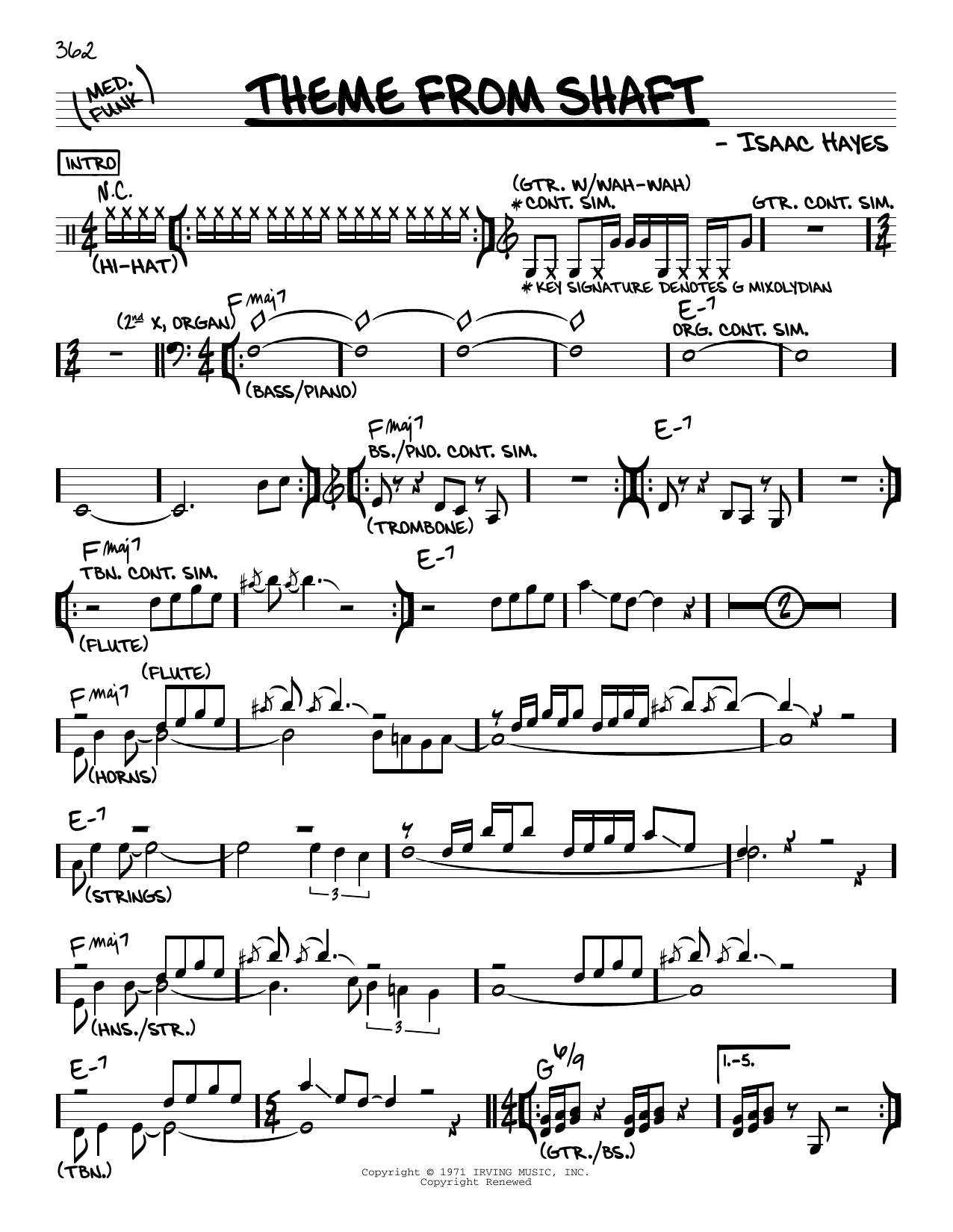 Isaac Hayes Theme From Shaft sheet music notes and chords. Download Printable PDF.