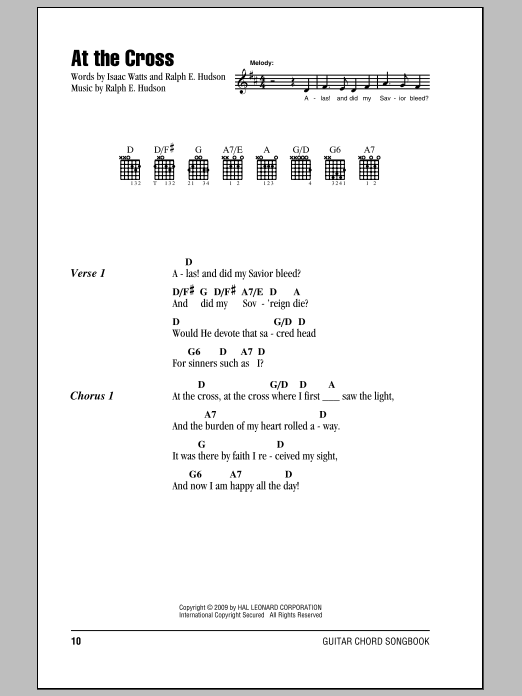 Isaac Watts At The Cross sheet music notes and chords arranged for Guitar Chords/Lyrics