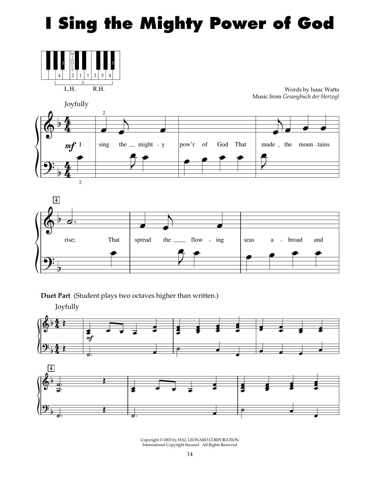 Isaac Watts I Sing The Mighty Power Of God sheet music notes and chords. Download Printable PDF.