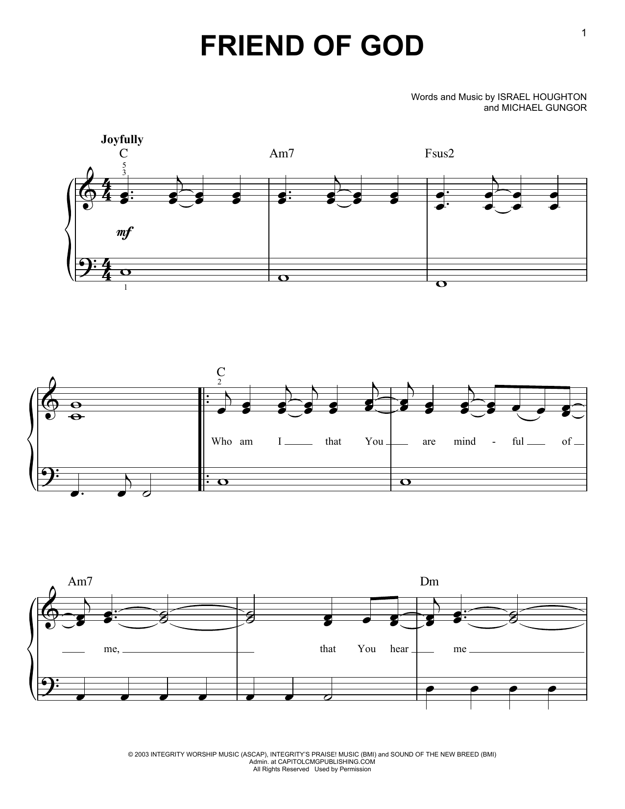 Israel Houghton Friend Of God sheet music notes and chords. Download Printable PDF.