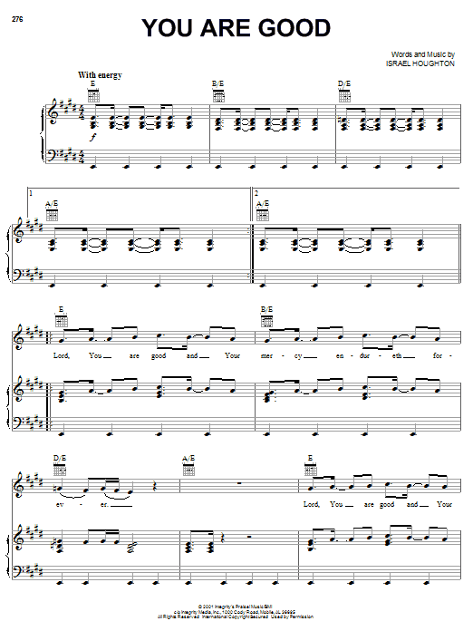 Israel Houghton You Are Good sheet music notes and chords. Download Printable PDF.