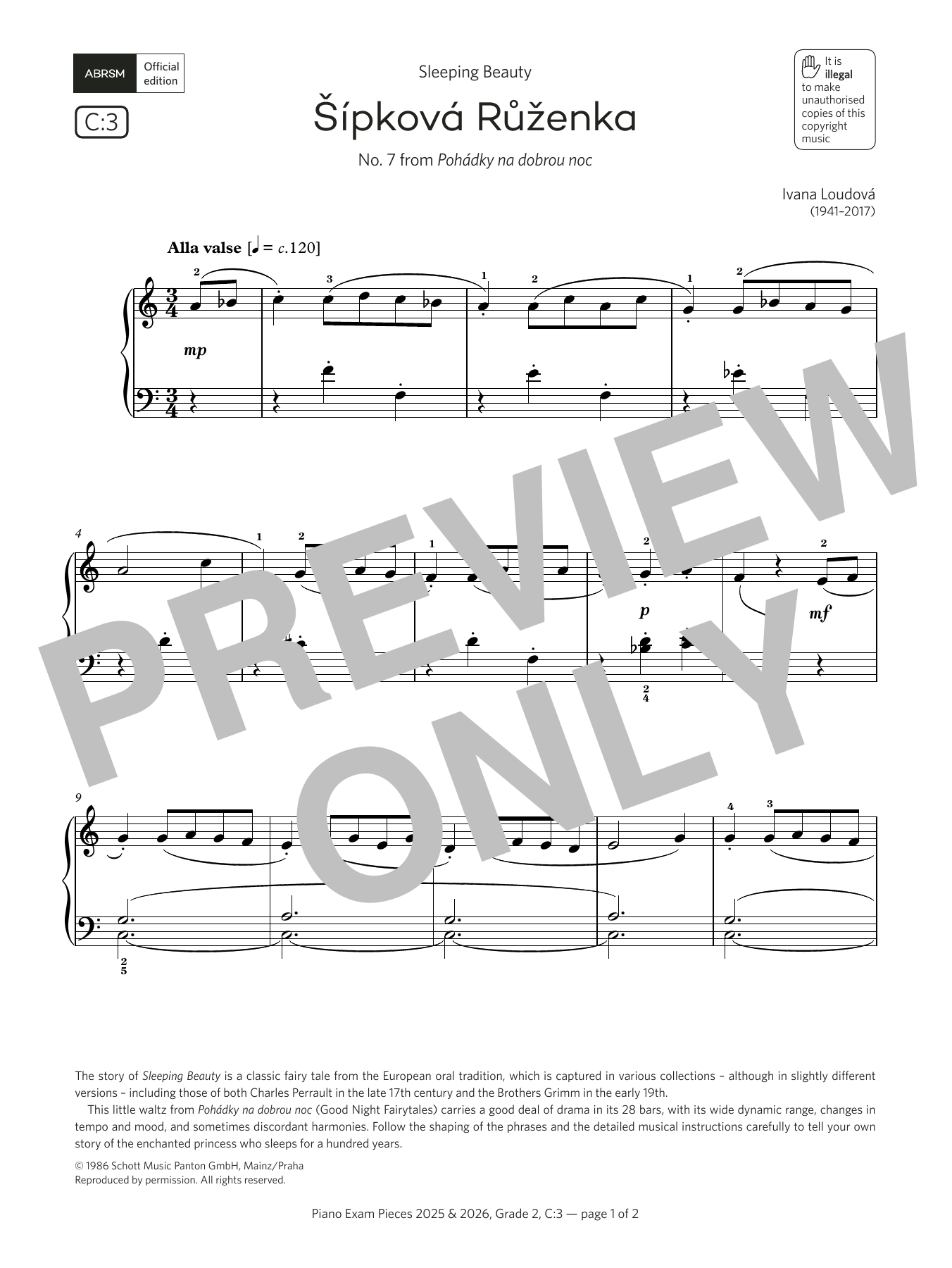 Ivana Loudová Sipkova Ruzenka (Grade 2, list C3, from the ABRSM Piano Syllabus 2025 & 2026) sheet music notes and chords. Download Printable PDF.