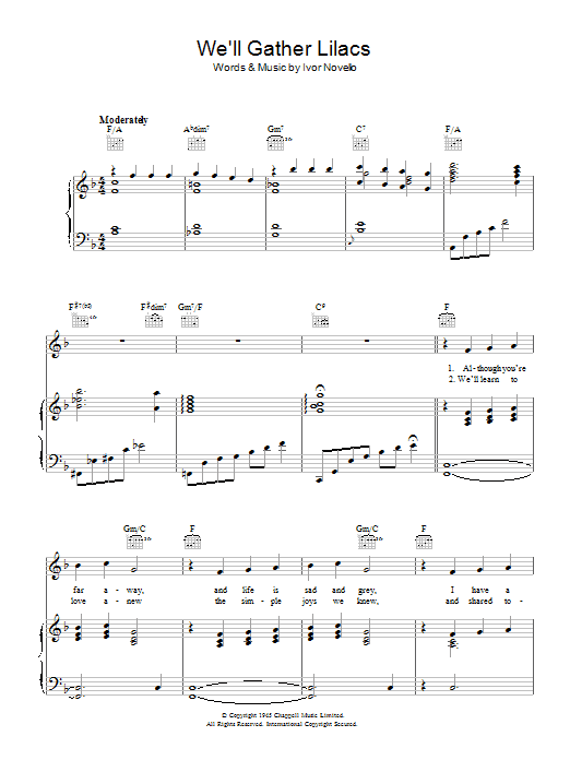 Ivor Novello We'll Gather Lilacs sheet music notes and chords. Download Printable PDF.