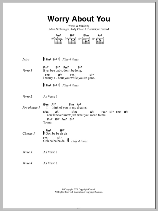 Ivy Worry About You sheet music notes and chords. Download Printable PDF.