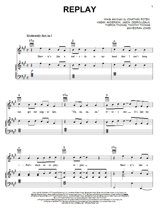 Iyaz Replay sheet music notes and chords. Download Printable PDF.