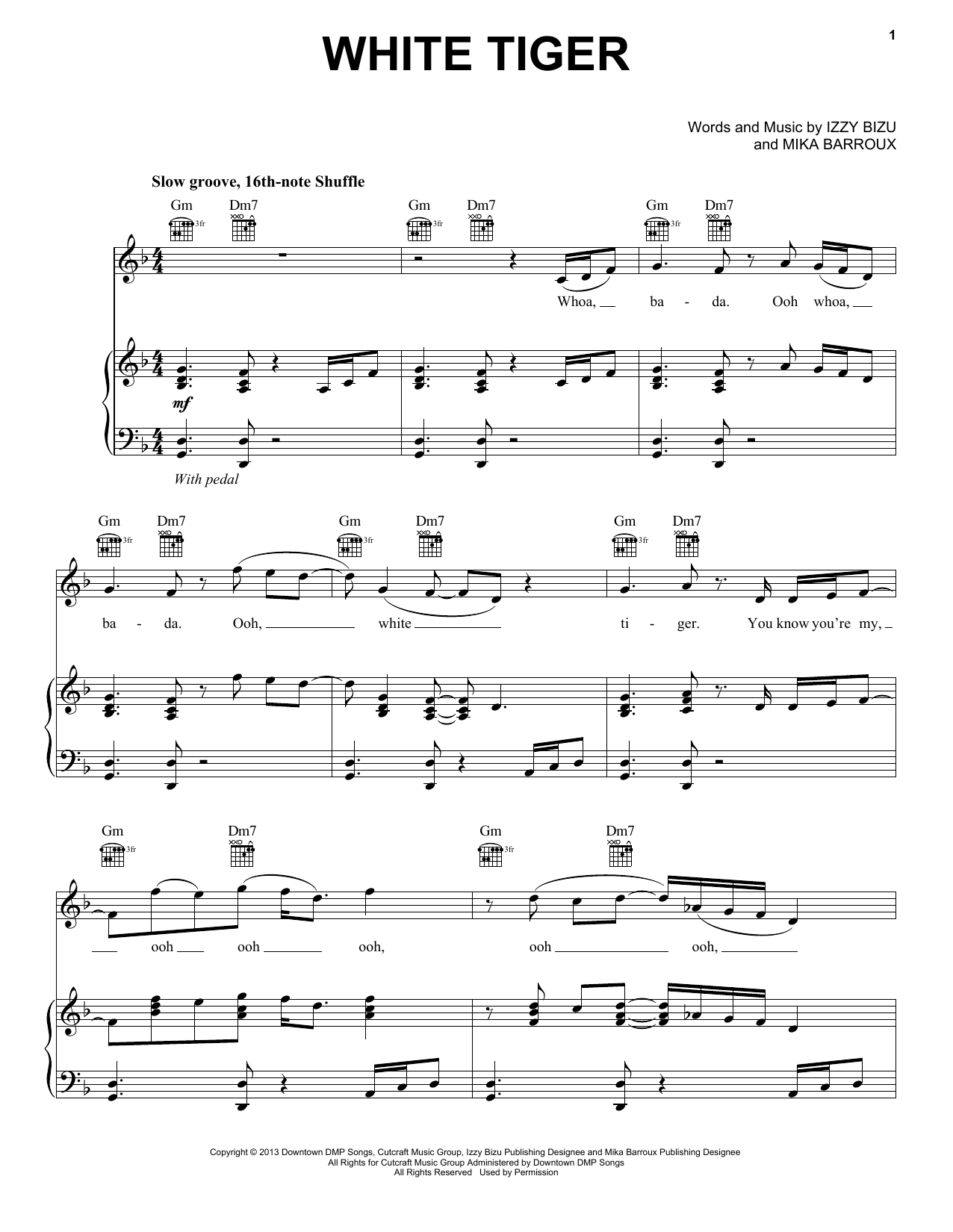 Learn to play Izzy Bizu White Tiger sheet music for Piano, Vocal & Guitar Chords (Right-Hand Melody) in minutes. Price: 7.8900$ Izzy Bizu White Tiger sheet music notes and chords arranged for Piano, Vocal & Guitar Chords (Right-Hand Melody)