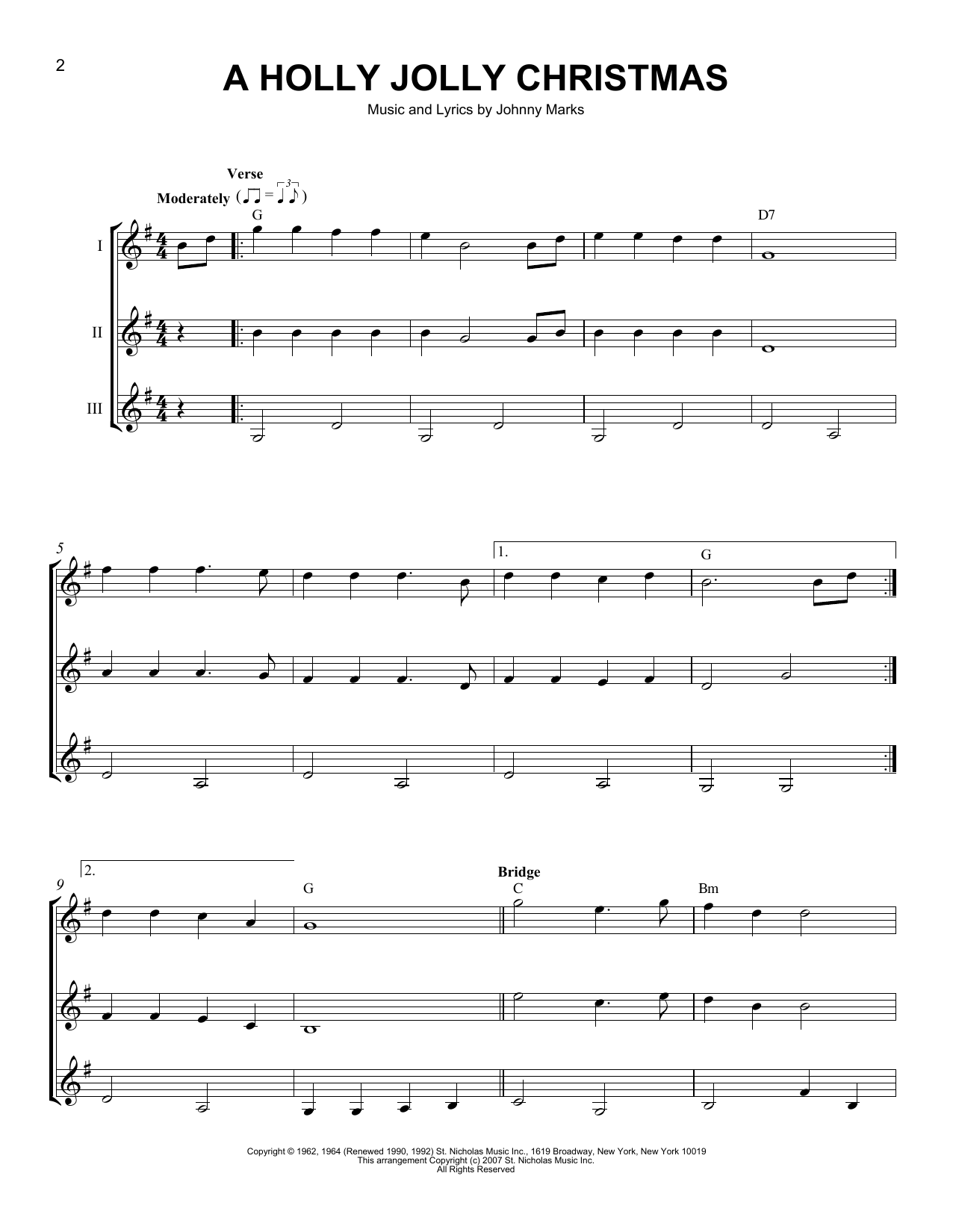 J Arnold A Holly Jolly Christmas sheet music notes and chords. Download Printable PDF.