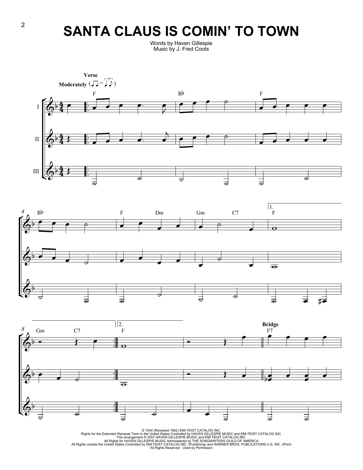 J Arnold Santa Claus Is Comin' To Town sheet music notes and chords. Download Printable PDF.