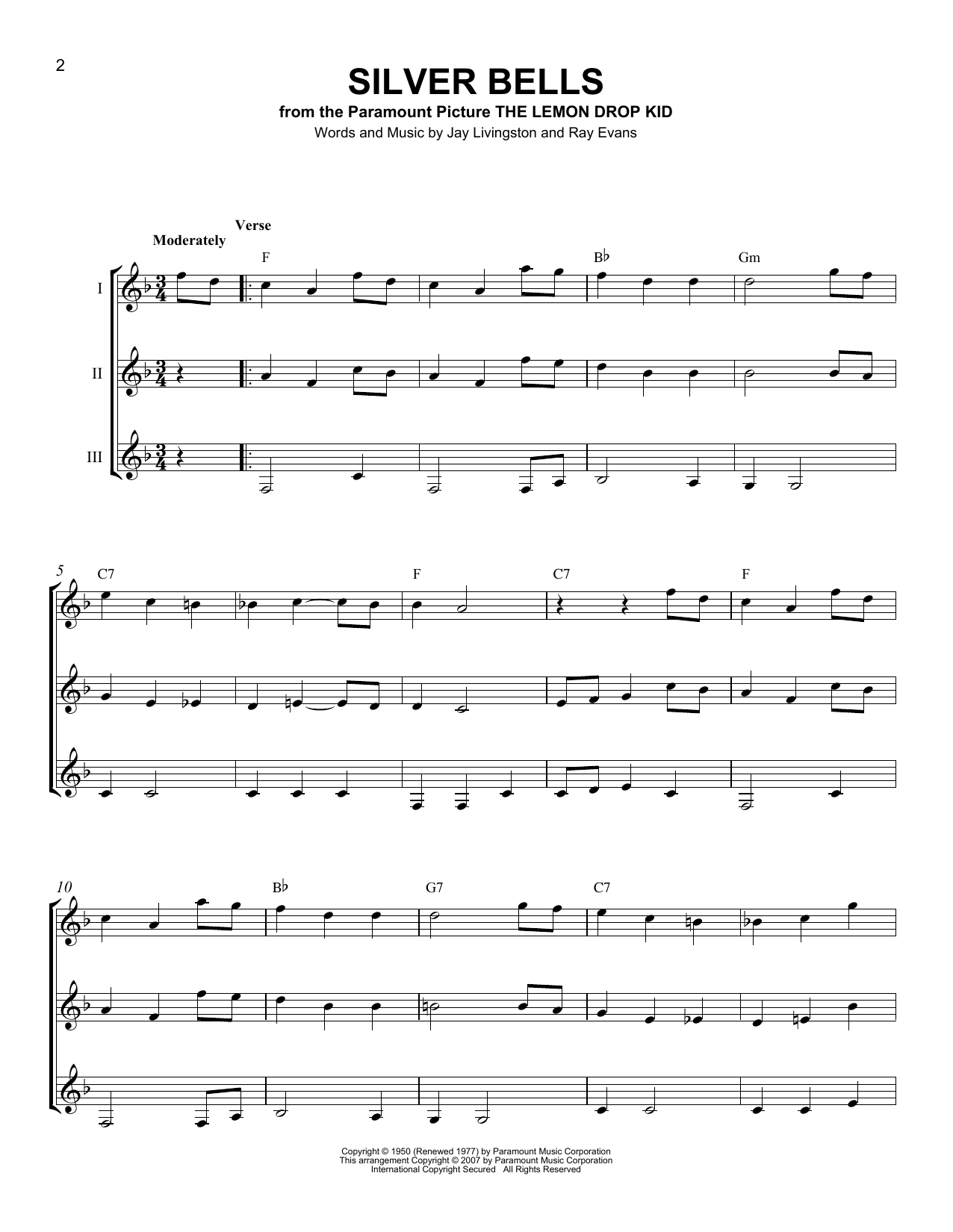 Jay Livingston Silver Bells sheet music notes and chords. Download Printable PDF.